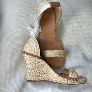 Dolce Vita, natural and leather wedge sandal